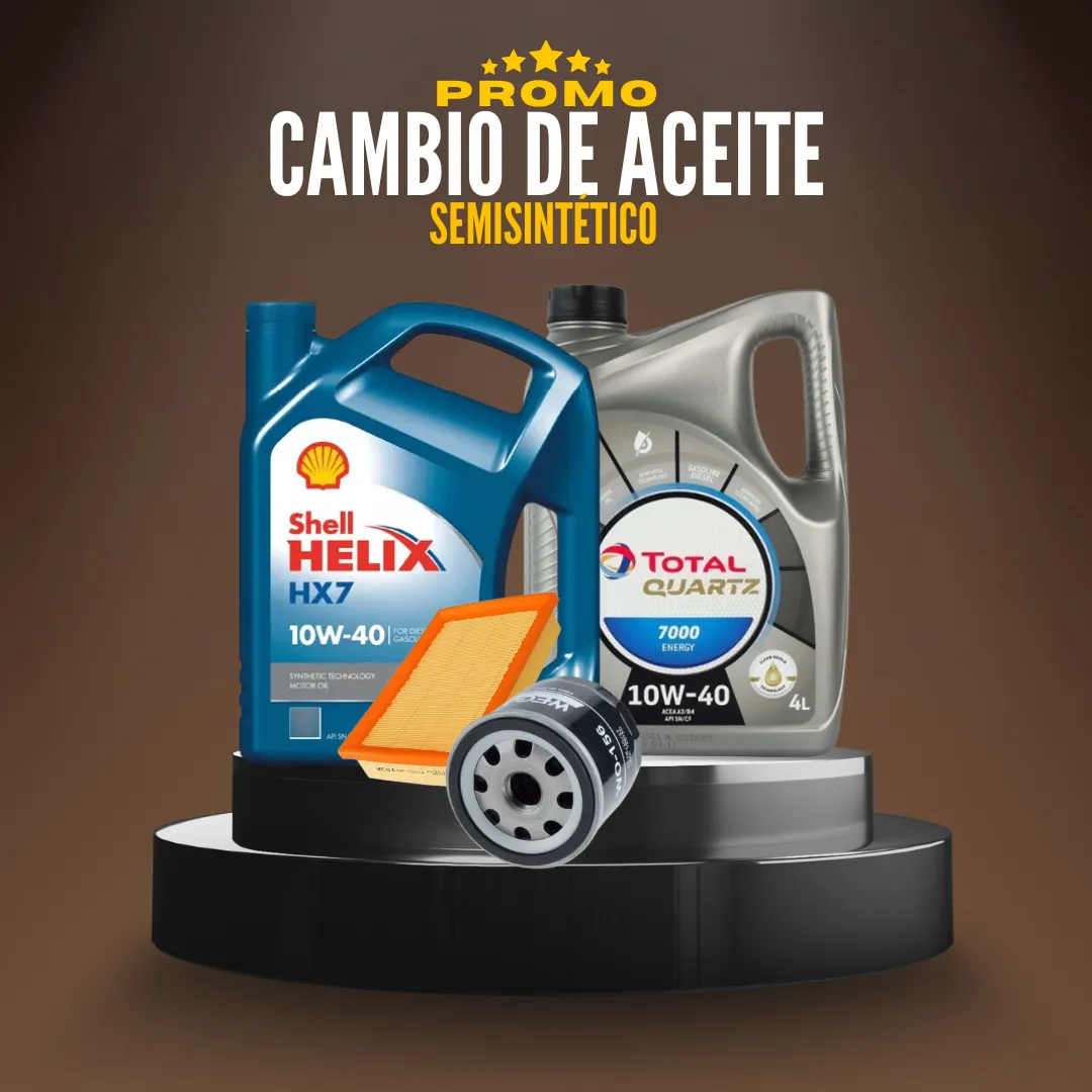 Cambio de aceite semi sintetico plus envasado más filtro de aceite y aire